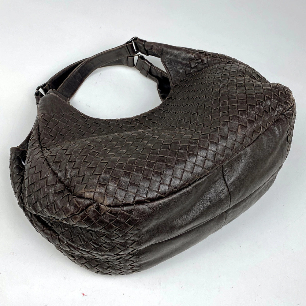 Bottega Veneta Bag Nappa Tote Handbag Leather Intrecciato Brown Dark Woven